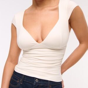 Abercrombie & Fitch Cream Short Sleeve Top